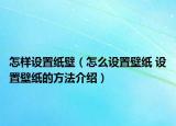 怎样设置纸壁（怎么设置壁纸 设置壁纸的方法介绍）