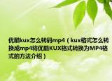 优酷kux怎么转码mp4（kux格式怎么转换成mp4将优酷KUX格式转换为MP4格式的方法介绍）
