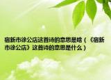 宿新市徐公店这首诗的意思是啥（《宿新市徐公店》这首诗的意思是什么）