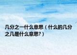 几分之一什么意思（什么的几分之几是什么意思?）