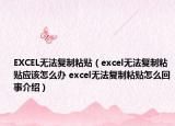 EXCEL无法复制粘贴（excel无法复制粘贴应该怎么办 excel无法复制粘贴怎么回事介绍）