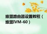 维盟路由器设置教程（维盟IVM-60）