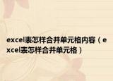 excel表怎样合并单元格内容（excel表怎样合并单元格）