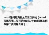word如何让页码从第三页开始（word页码从第三页开始的方法 word页码如何从第三页开始介绍）