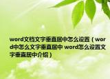 word文档文字垂直居中怎么设置（word中怎么文字垂直居中 word怎么设置文字垂直居中介绍）