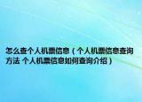 怎么查个人机票信息（个人机票信息查询方法 个人机票信息如何查询介绍）