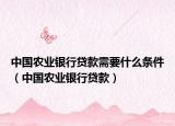 中国农业银行贷款需要什么条件（中国农业银行贷款）