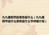 九九重阳节的意思是什么（九九重阳节是什么意思是什么节详细介绍）