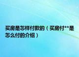 买房是怎样付款的（买房付**是怎么付的介绍）