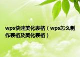 wps快速美化表格（wps怎么制作表格及美化表格）