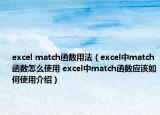 excel match函数用法（excel中match函数怎么使用 excel中match函数应该如何使用介绍）