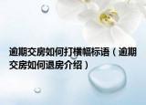 逾期交房如何打横幅标语（逾期交房如何退房介绍）