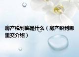 房产税到底是什么（房产税到哪里交介绍）