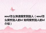 soul怎么快速搜索到别人（soul怎么搜索别人的id 如何搜索别人的id介绍）