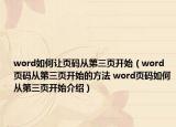 word如何让页码从第三页开始（word页码从第三页开始的方法 word页码如何从第三页开始介绍）
