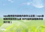 wps降序排列表格内容怎么设置（wps表格降序排列怎么弄 WPS如何表格降序排列介绍）