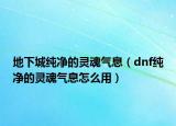 地下城纯净的灵魂气息（dnf纯净的灵魂气息怎么用）