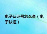 电子认证号怎么查（电子认证）