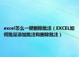 excel怎么一键删除批注（EXCEL如何批量添加批注和删除批注）