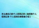 怎么查自己的个人信用记录（如何查个人信用记录 个人信用在哪里查介绍）