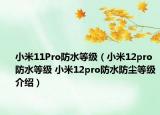 小米11Pro防水等级（小米12pro防水等级 小米12pro防水防尘等级介绍）