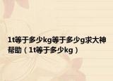 1t等于多少kg等于多少g求大神帮助（1t等于多少kg）