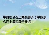 单身怎么在上海买房子（单身怎么在上海买房子介绍）