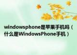 windowsphone是苹果手机吗（什么是WindowsPhone手机）