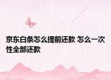 京东白条怎么提前还款 怎么一次性全部还款