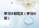学习计划范文（学习计划）