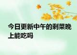 今日更新中午的剩菜晚上能吃吗