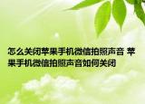 怎么关闭苹果手机微信拍照声音 苹果手机微信拍照声音如何关闭