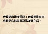 大数据出错变黄码（大数据排查变黄码多久能恢复正常详细介绍）