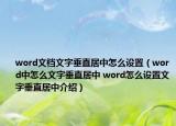 word文档文字垂直居中怎么设置（word中怎么文字垂直居中 word怎么设置文字垂直居中介绍）