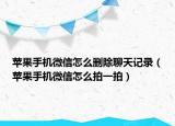 苹果手机微信怎么删除聊天记录（苹果手机微信怎么拍一拍）