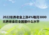 2022年养老金上涨4%每月3000元养老金在全国是什么水平