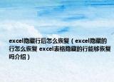 excel隐藏行后怎么恢复（excel隐藏的行怎么恢复 excel表格隐藏的行能够恢复吗介绍）