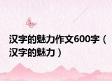 汉字的魅力作文600字（汉字的魅力）