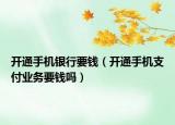 开通手机银行要钱（开通手机支付业务要钱吗）