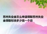苏州失业金怎么申请领取苏州失业金领取标准多少钱一个月