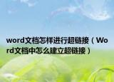 word文档怎样进行超链接（Word文档中怎么建立超链接）