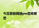 今日更新网络pw是啥意思