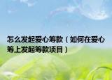 怎么发起爱心筹款（如何在爱心筹上发起筹款项目）