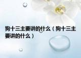 狗十三主要讲的什么（狗十三主要讲的什么）