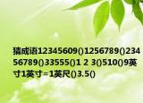 猜成语12345609()1256789()23456789()33555()1 2 3()510()9英寸1英寸=1英尺()3.5()