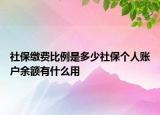 社保缴费比例是多少社保个人账户余额有什么用