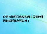 公司欠债可以告股东吗（公司欠债同时起诉股东可以吗）