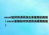 excel如何快速筛选出来重复的数据（excel表格如何快速筛选重复数据）