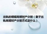 出轨的婚姻离婚财产分割（妻子出轨离婚财产分割方式是什么）