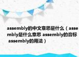 assembly的中文意思是什么（assembly是什么意思 assembly的音标 assembly的用法）